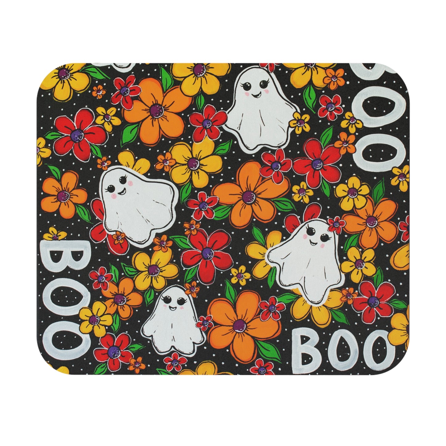 Ghosts in the Garden — "Boo" Pattern Desk Halloween Floral Ghost Mouse Pad