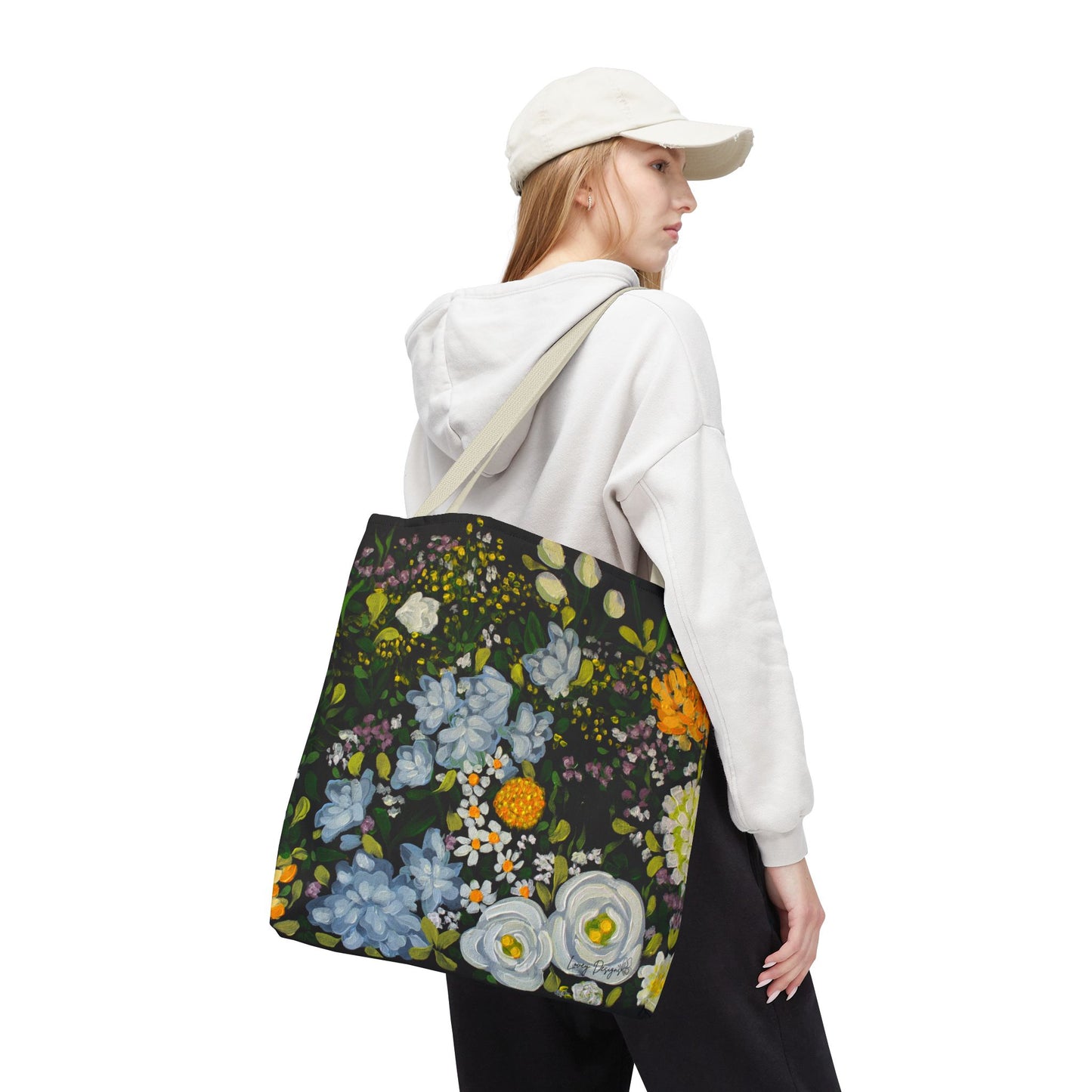 Midnight Garden - Floral Canvas Tote