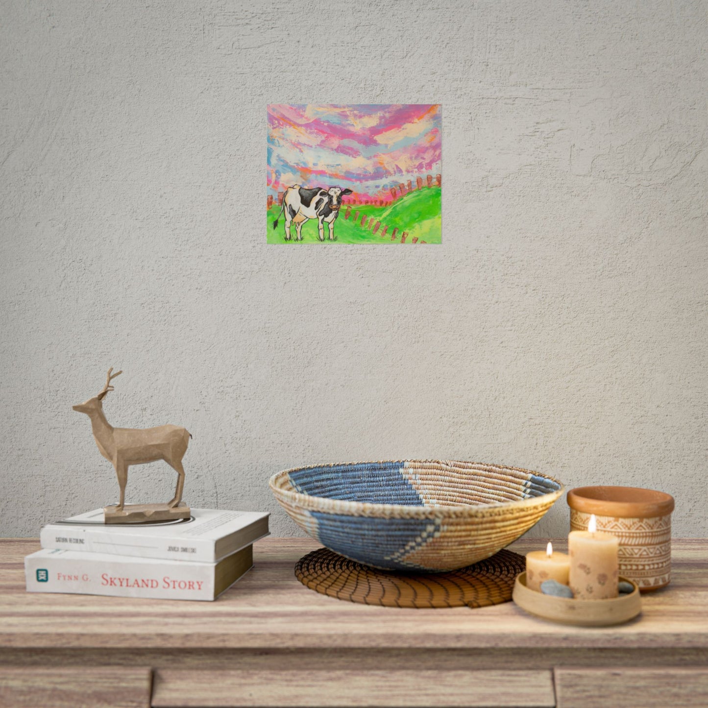 Pastel Cow Farm Art Print — Rolled Poster for Nursery & Home Decor