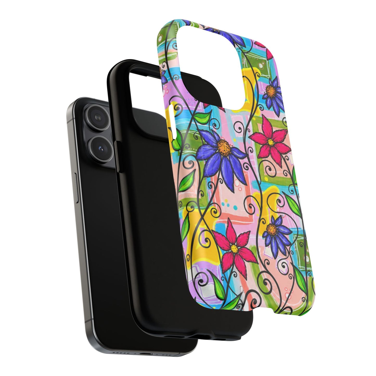 Magnetic Tough Phone Case — Colorful Floral Swirl Design