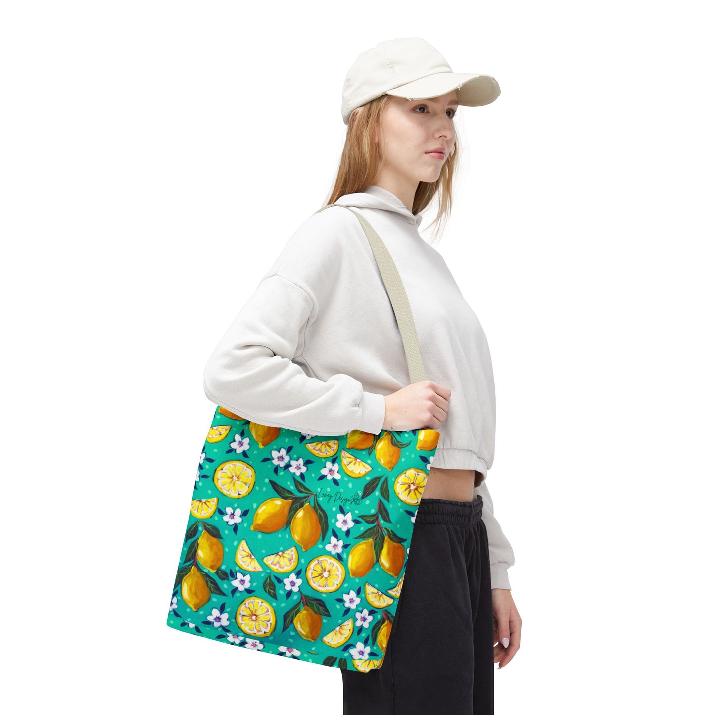 Lemon Blossom Tote Bag — Vibrant Citrus All-Over Print