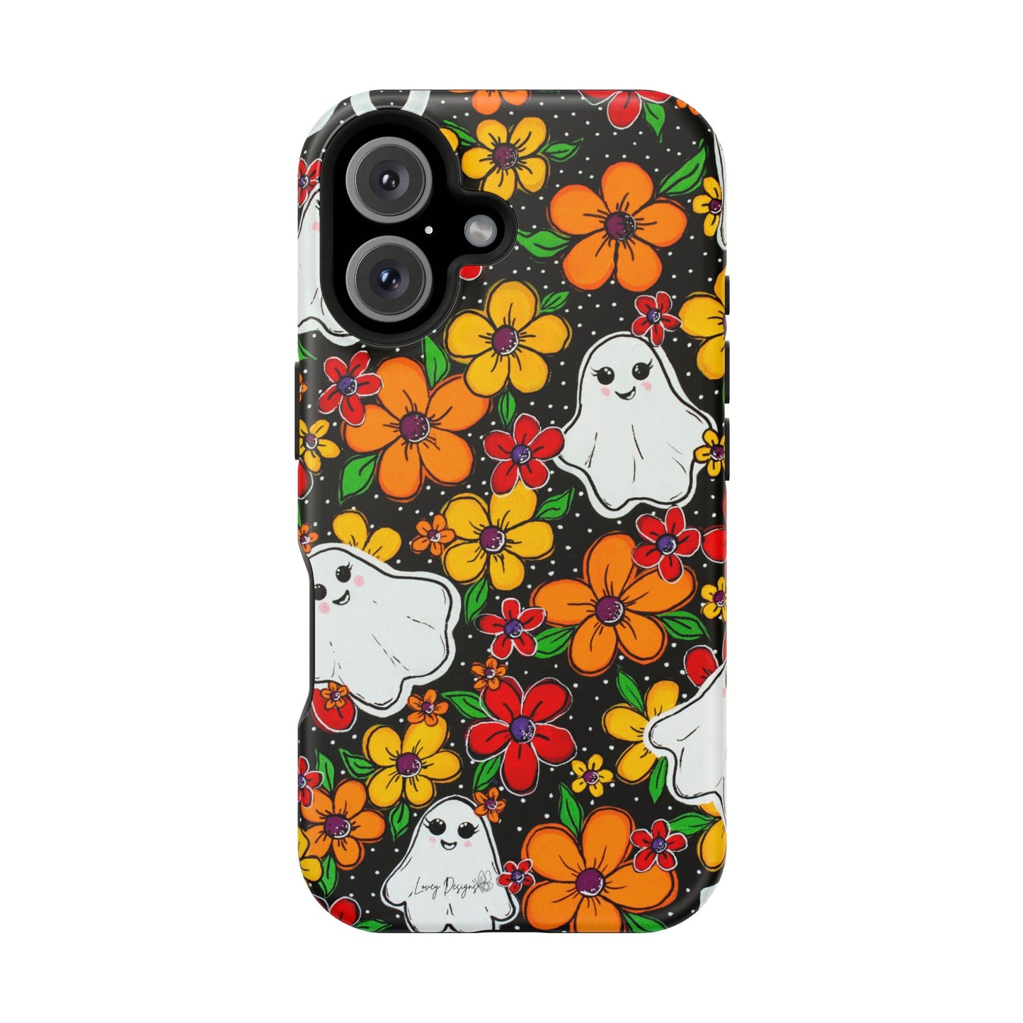 Halloween Phone Case with Ghosts and Flowers Design - Phone Case