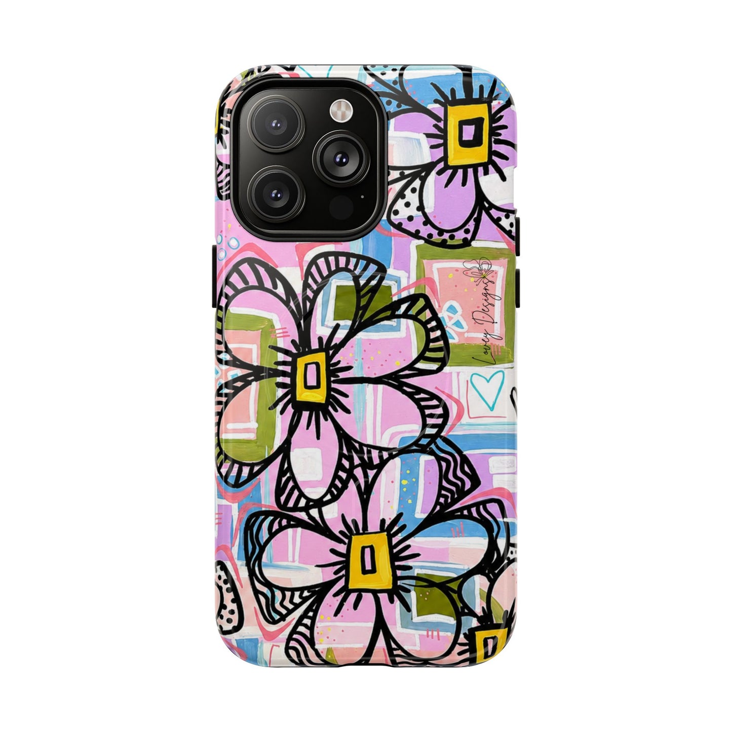 Floral Pop Tough Magnetic Phone Case — Pink Hand-Drawn Daisies