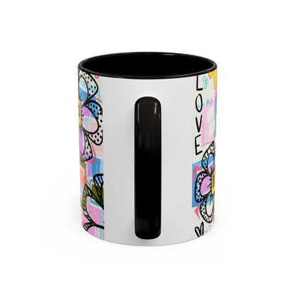 Colorful Floral Art Mug (11oz & 15oz) — Bright Hand-Drawn Flowers, Funky Pastel Coffee Cup