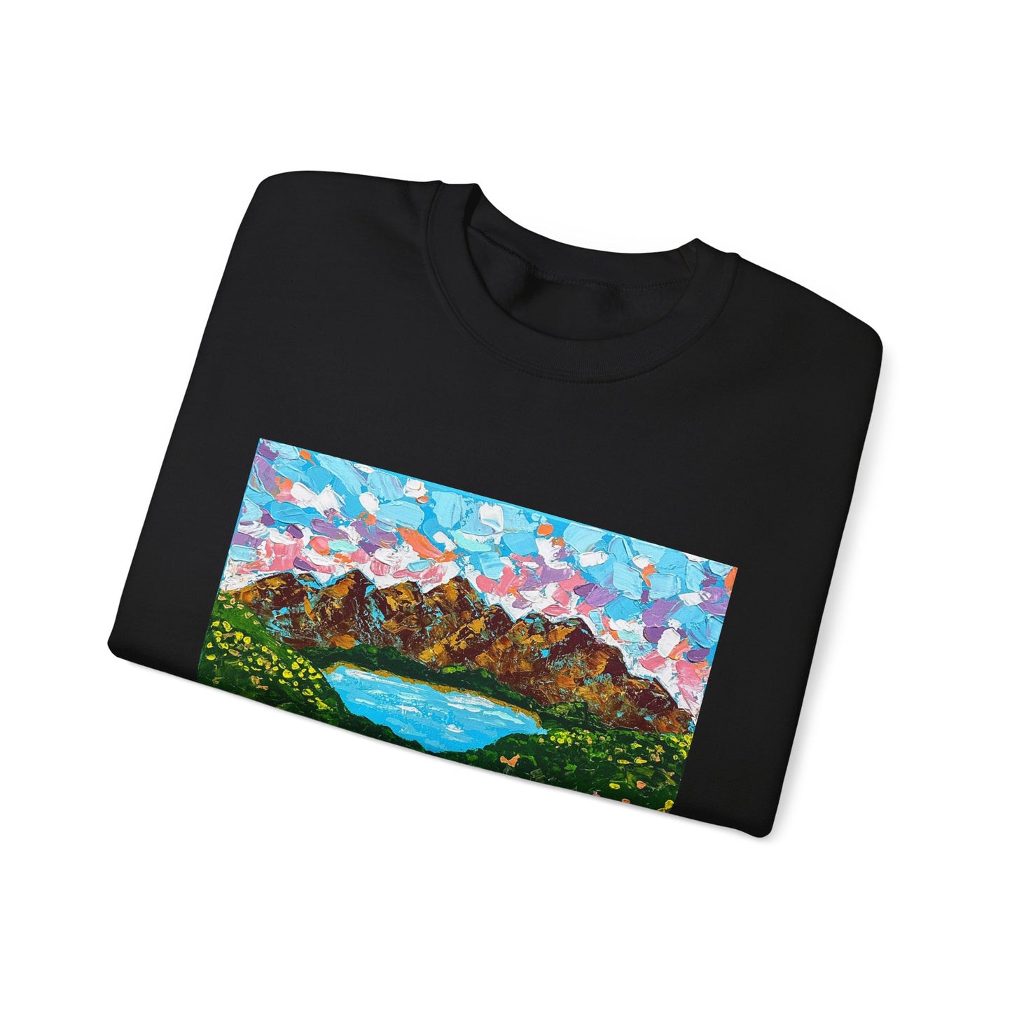 Colorful Mountain Landscape Sweatshirt - "Mountain Lullaby"