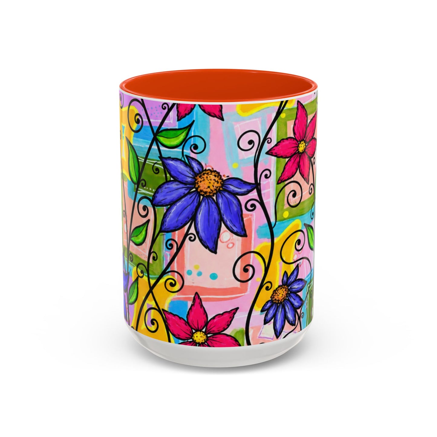 Colorful Floral Art Mug – Vibrant Hand-Painted Flowers (11oz, 15oz)