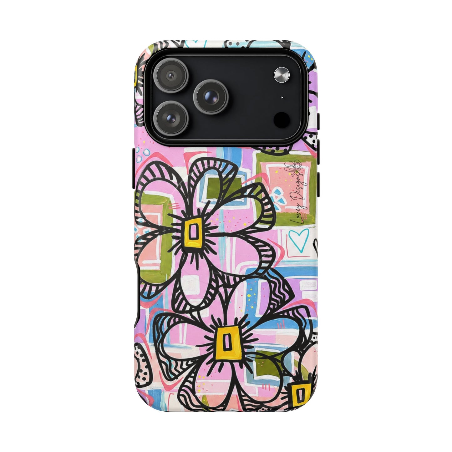 Floral Pop Tough Magnetic Phone Case — Pink Hand-Drawn Daisies