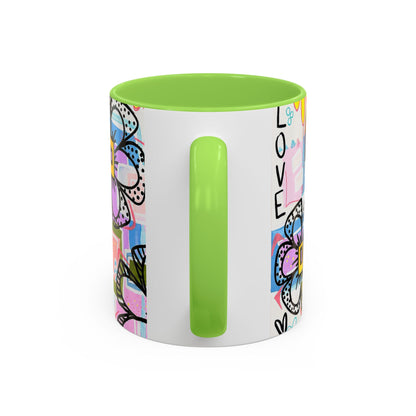 Colorful Floral Art Mug (11oz & 15oz) — Bright Hand-Drawn Flowers, Funky Pastel Coffee Cup