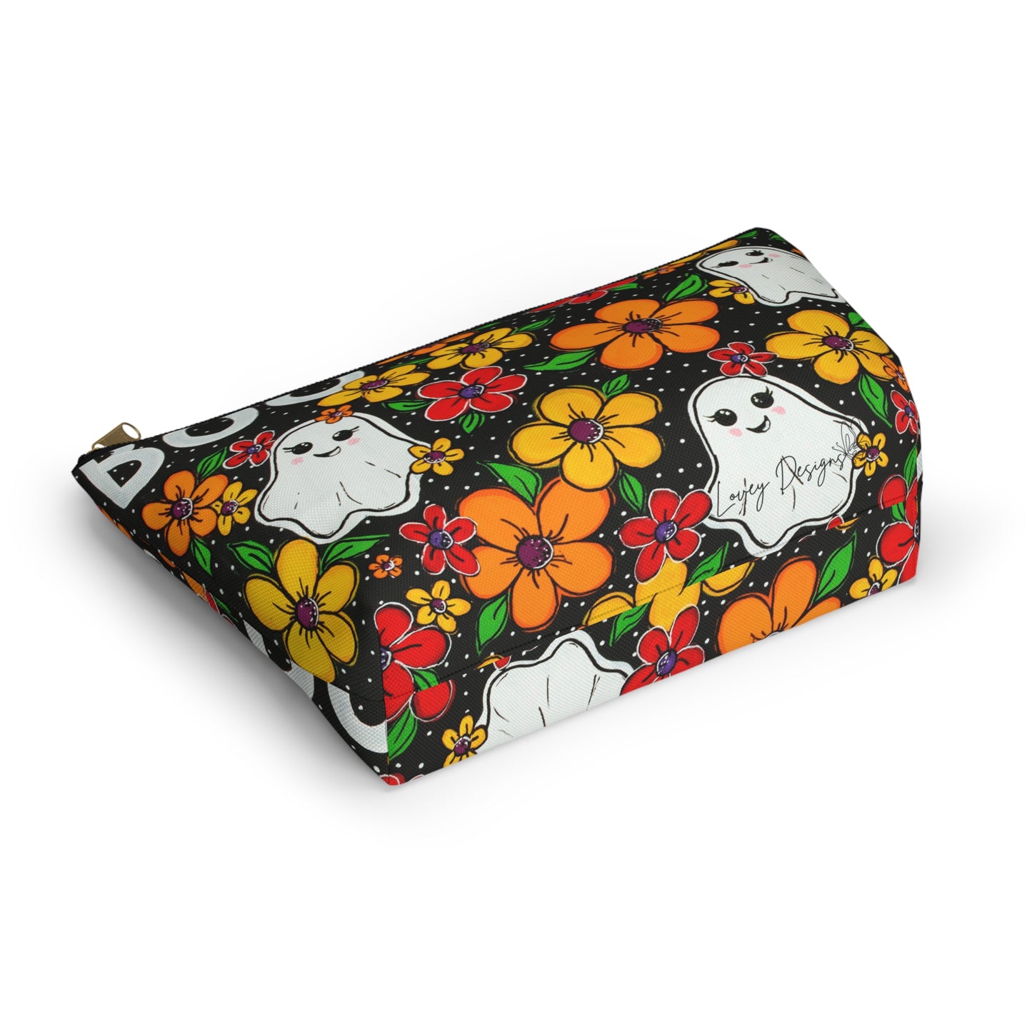 Ghosts in the Garden — 'BOO' Cosmetic Zipper Bag Halloween Ghost Floral Accessory Pouch