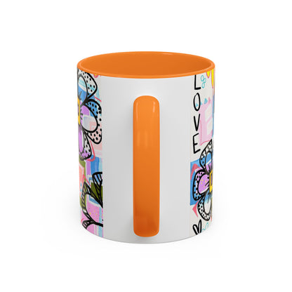 Colorful Floral Art Mug (11oz & 15oz) — Bright Hand-Drawn Flowers, Funky Pastel Coffee Cup