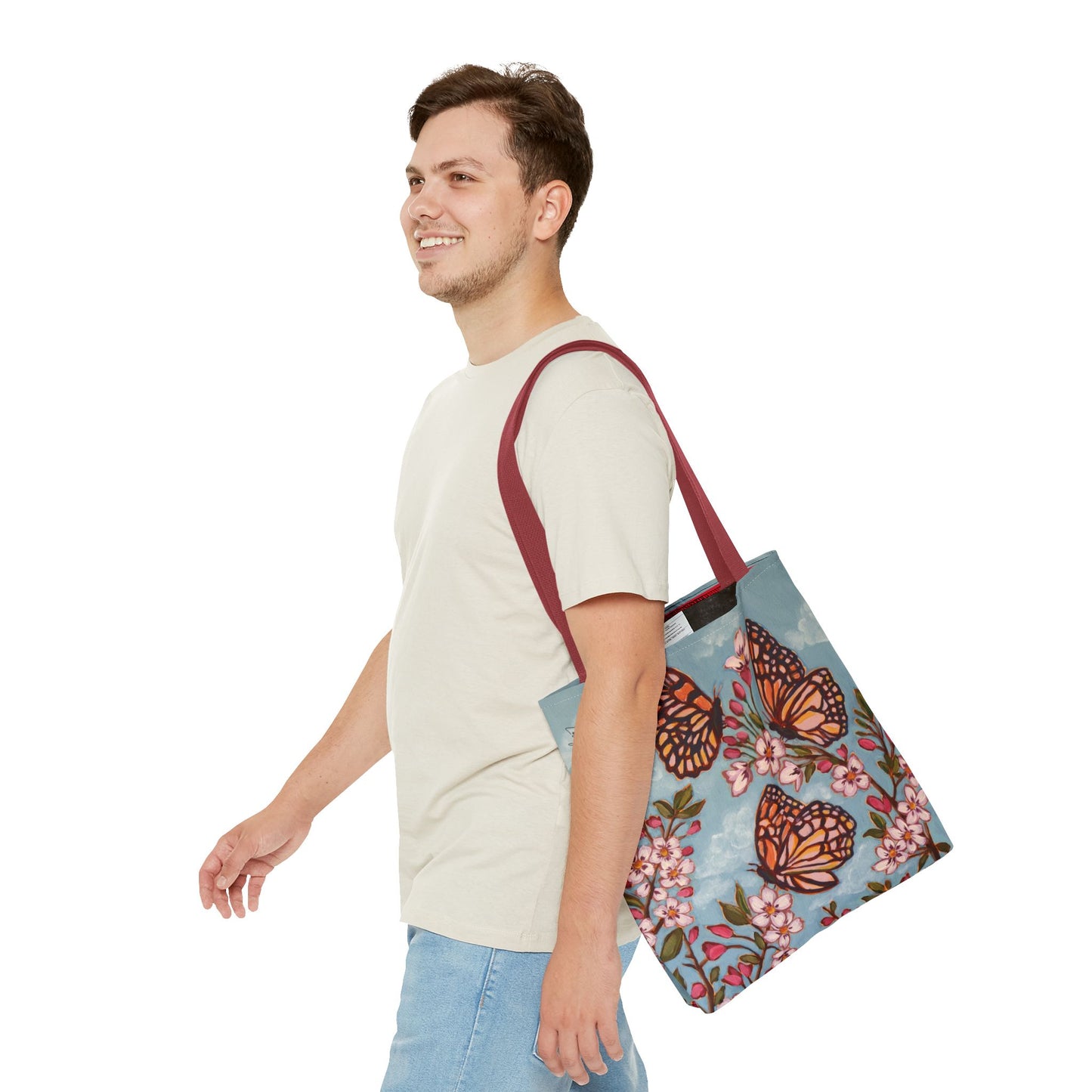 Monarch Blossom Tote Bag — Floral Butterfly All-Over Print