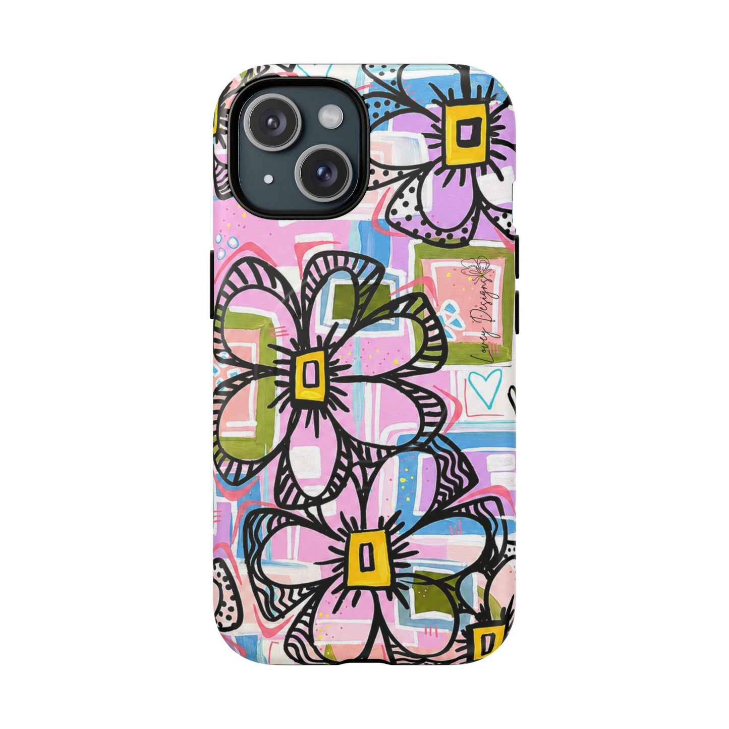 Floral Pop Tough Magnetic Phone Case — Pink Hand-Drawn Daisies
