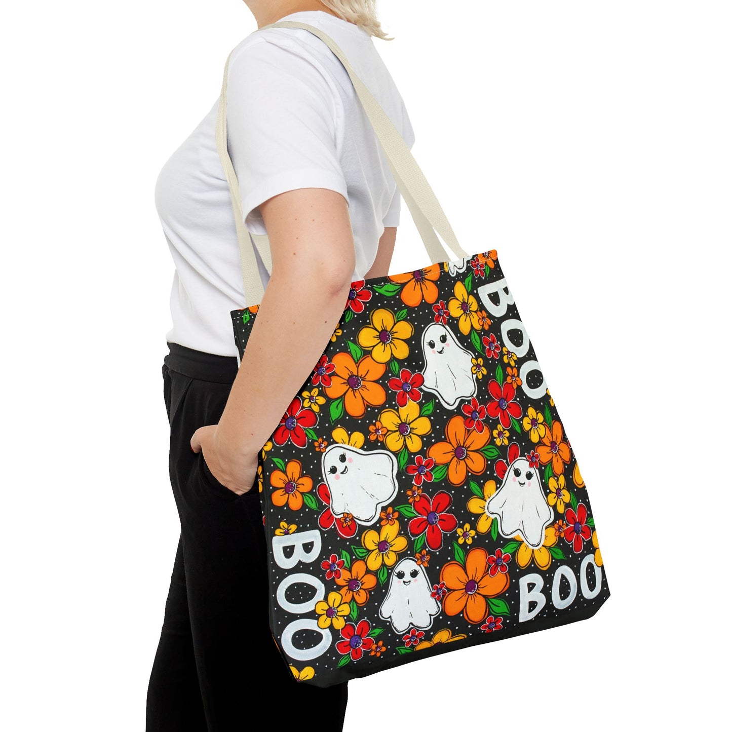 Halloween Ghosts in the Garden Tote Bag — Fall Season AOP Tote