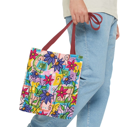 Copy of Floral Teacup Pattern Tote Bag – Vintage Daisies & Bouquet All-Over Print