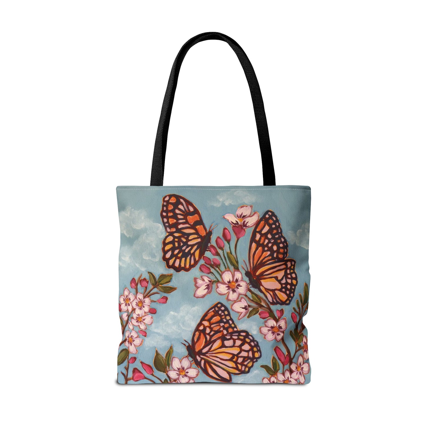 Monarch Blossom Tote Bag — Floral Butterfly All-Over Print