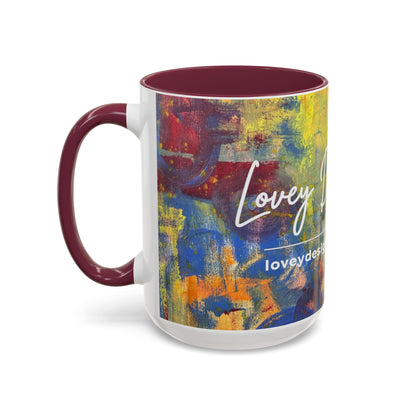Colorful Abstract Art Mug (11oz & 15oz) — Hand-Painted Vibe, Logo Accent