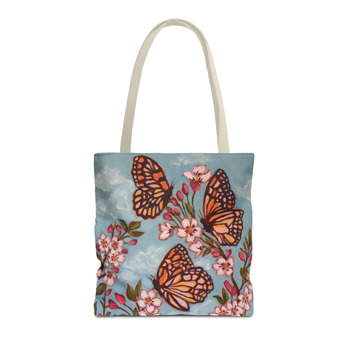 Monarch Blossom Tote Bag — Floral Butterfly All-Over Print
