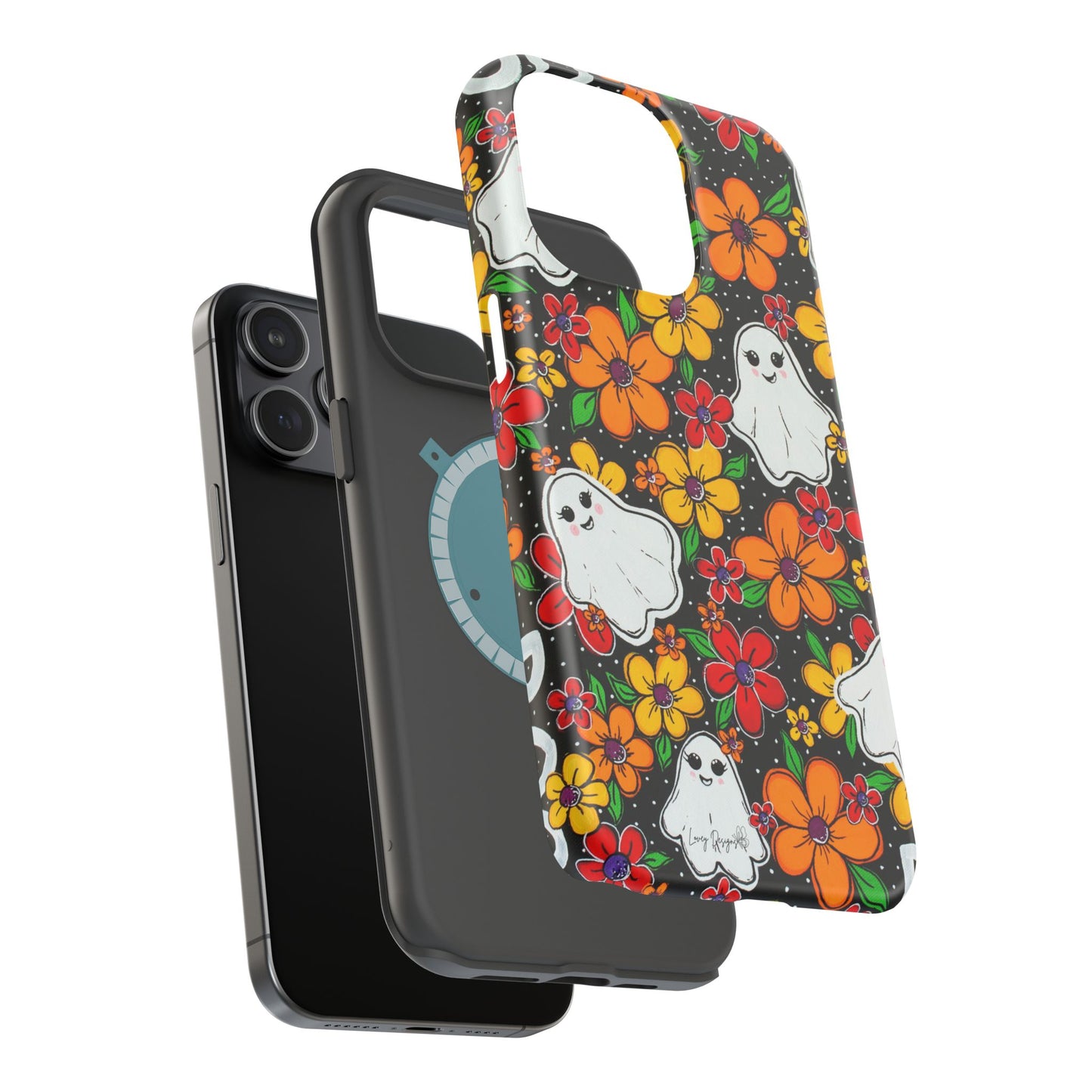 Halloween Phone Case with Ghosts and Flowers Design - Phone Case