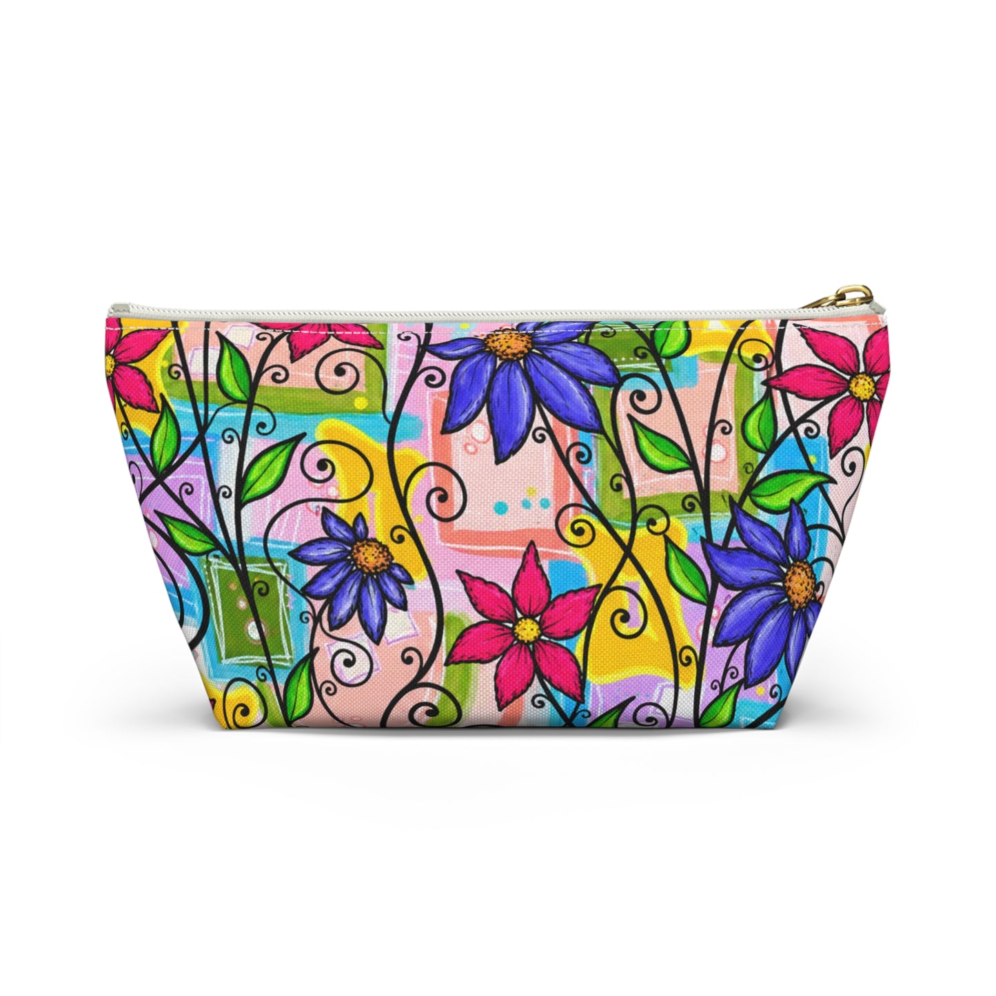 Colorful Floral Accessory Pouch — T‑Bottom Makeup & Travel Organizer