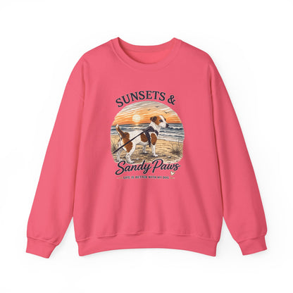 Sunsets & Sandy Paws Crewneck Sweatshirt – Beach Dog Graphic