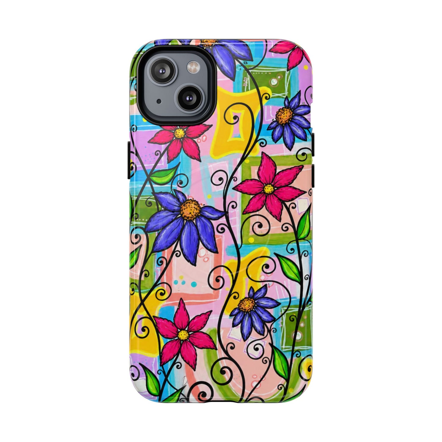 Magnetic Tough Phone Case — Colorful Floral Swirl Design