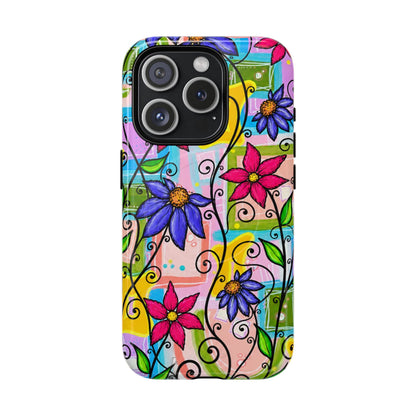 Magnetic Tough Phone Case — Colorful Floral Swirl Design