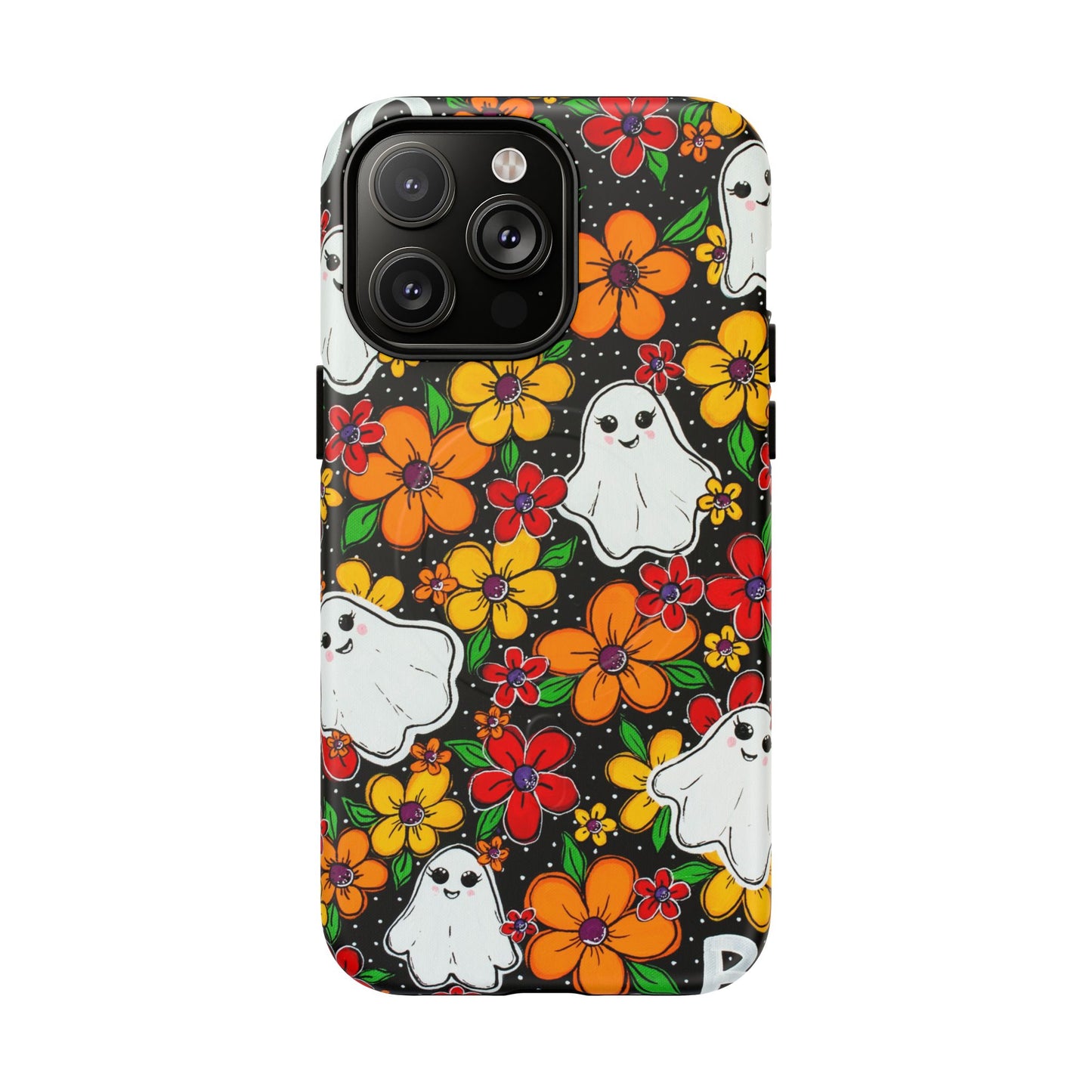 Halloween Floral Ghost Phone Case — Tough Magnetic Protective Cover