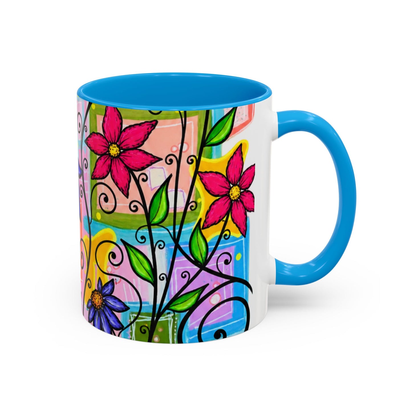 Colorful Floral Art Mug – Vibrant Hand-Painted Flowers (11oz, 15oz)