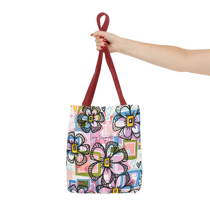 Floral Pop Art Tote Bag — Colorful Hand-Drawn Flowers AOP