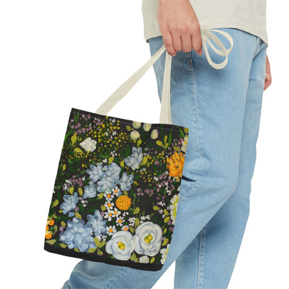 Midnight Garden - Floral Canvas Tote