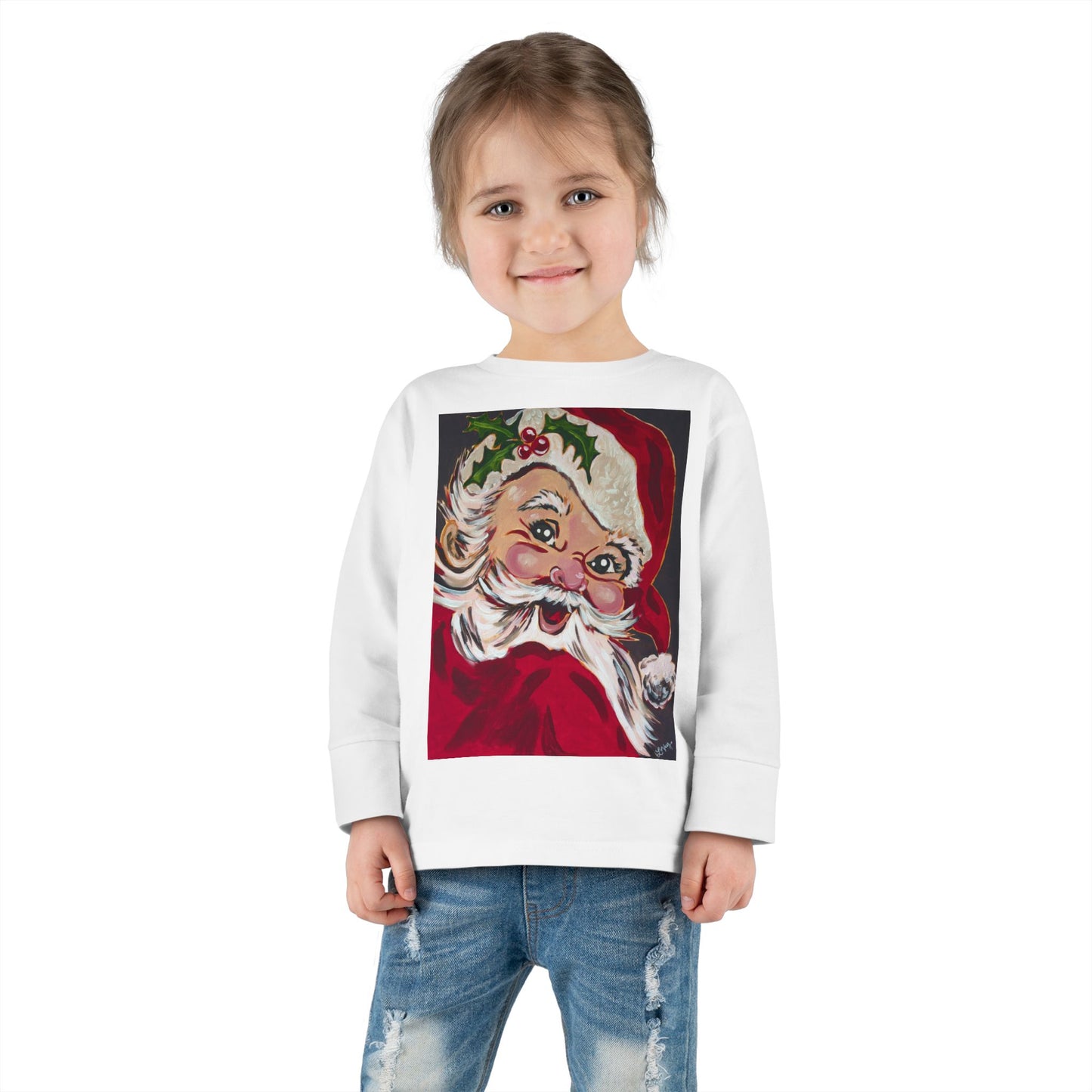 Vintage Santa Toddler Long Sleeve Tee — Kids Christmas Shirt