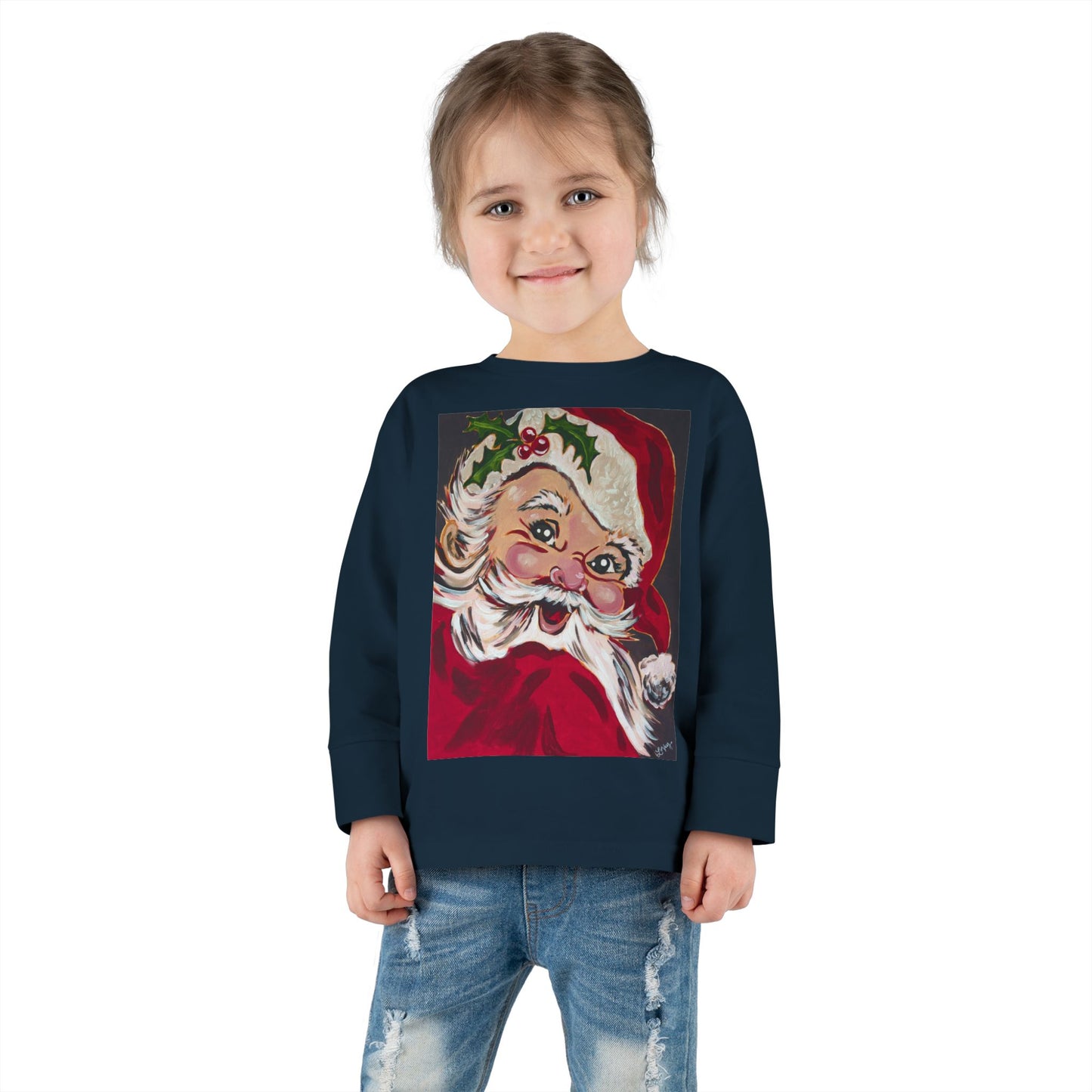 Vintage Santa Toddler Long Sleeve Tee — Kids Christmas Shirt