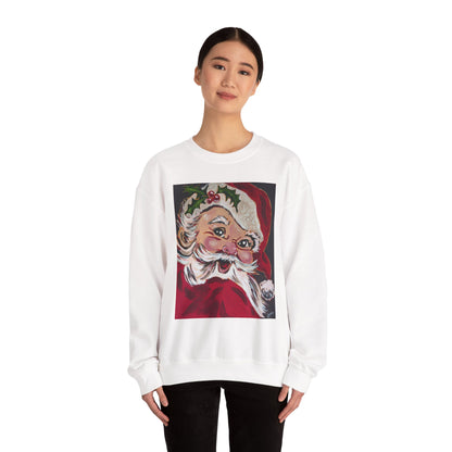 Santa Face Crewneck Sweatshirt — Vintage Santa Christmas Pullover