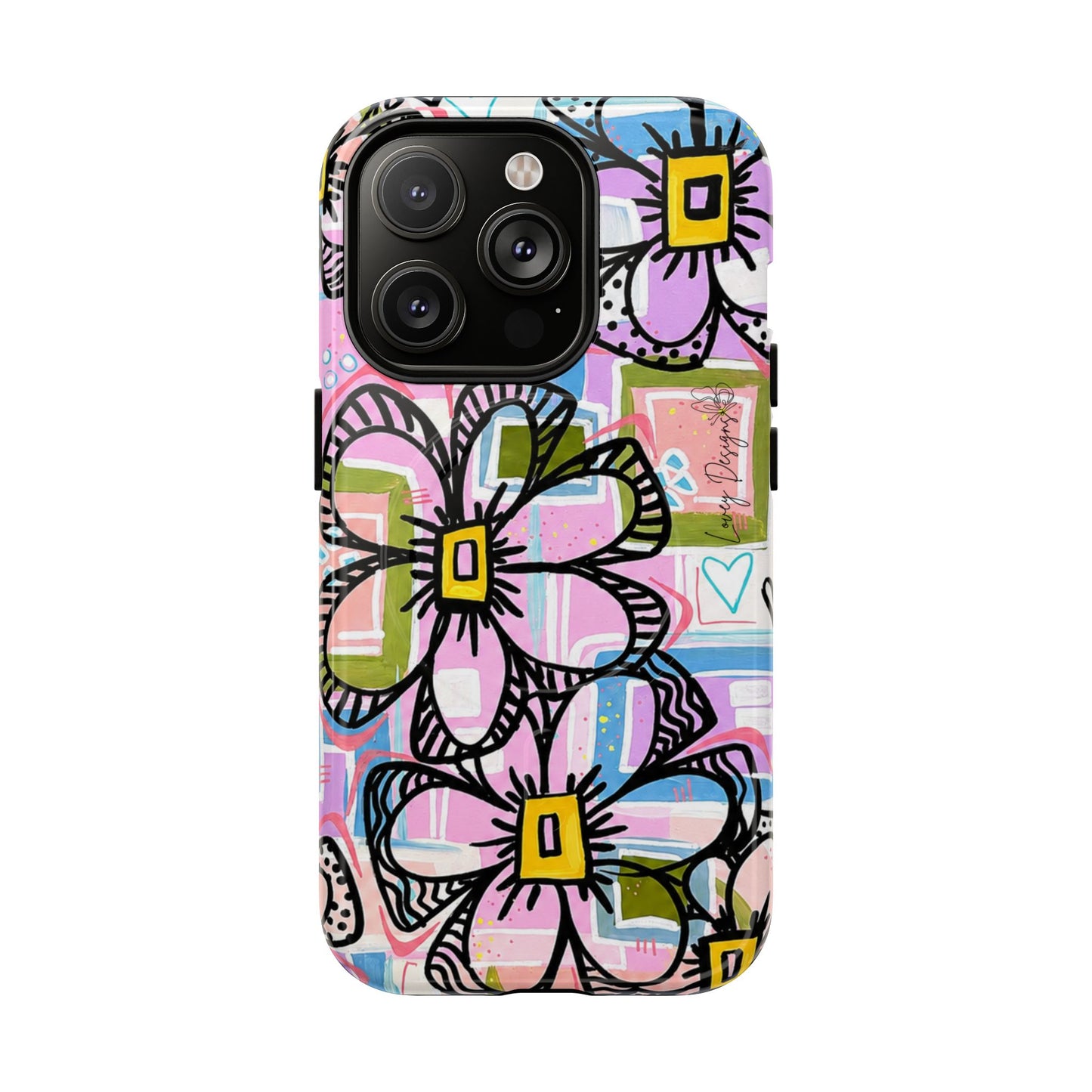 Floral Pop Tough Magnetic Phone Case — Pink Hand-Drawn Daisies