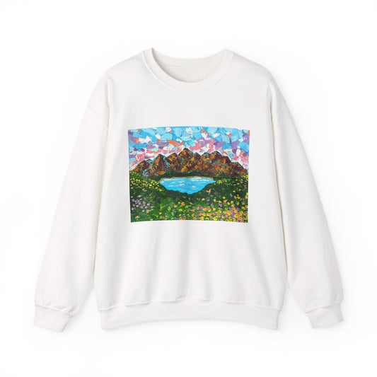 Colorful Mountain Landscape Sweatshirt - "Mountain Lullaby"