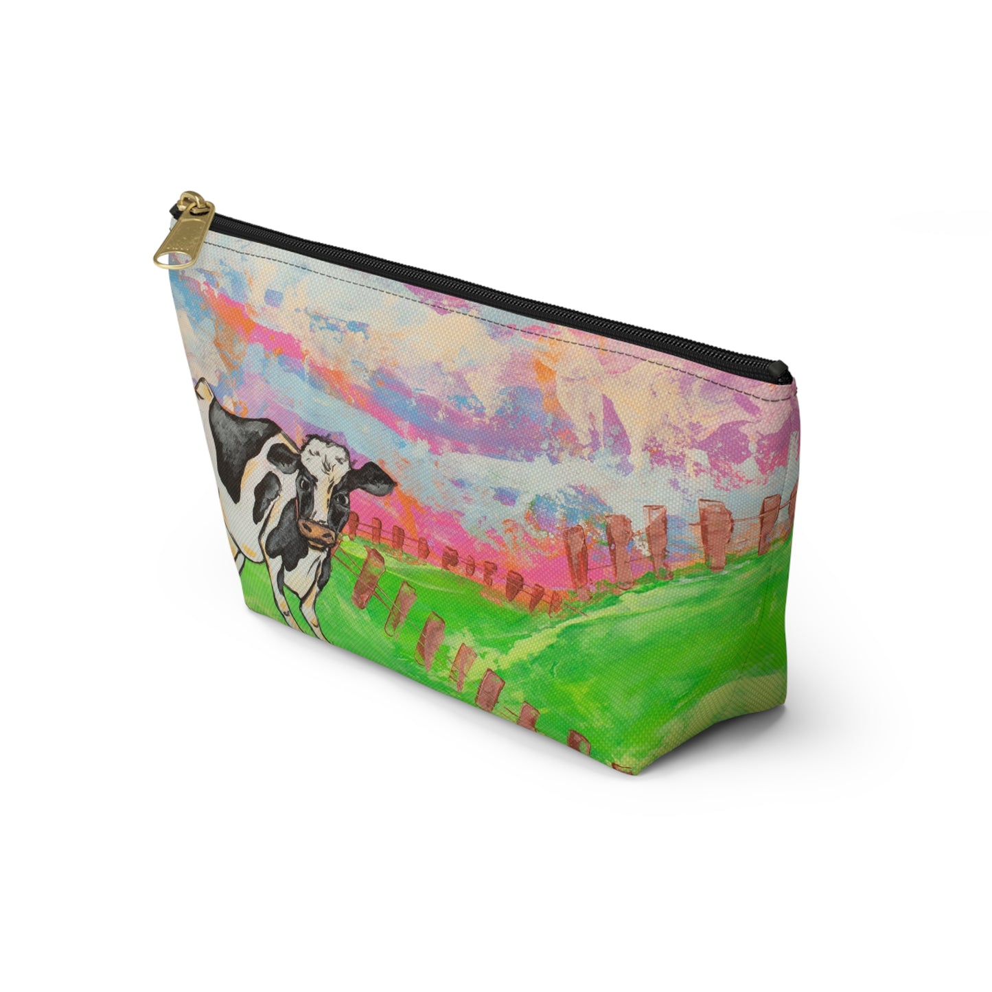 Cow Pasture Accessory Pouch — Colorful Farm Animal Makeup Bag