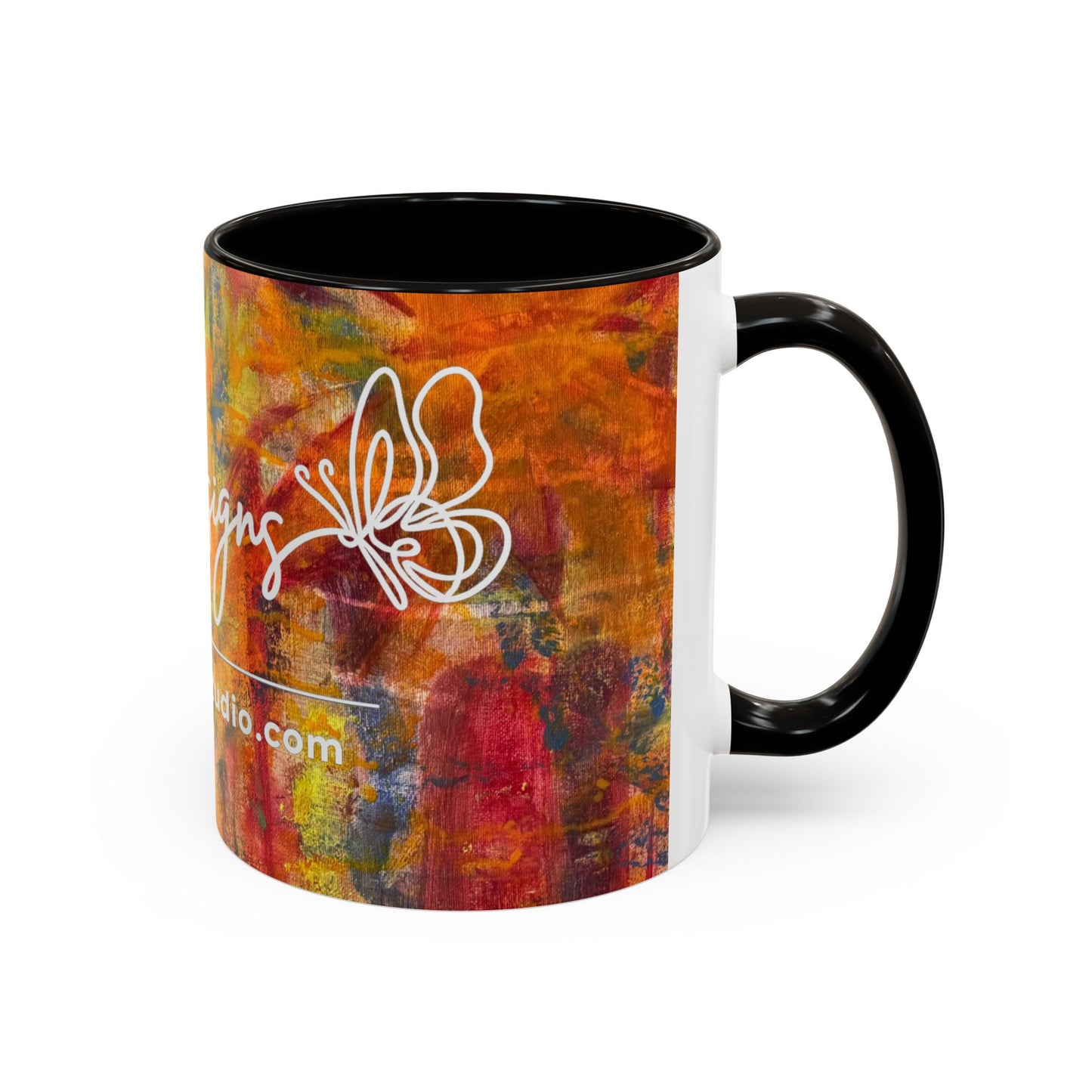Colorful Abstract Art Mug (11oz & 15oz) — Hand-Painted Vibe, Logo Accent