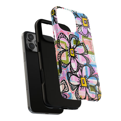 Floral Pop Tough Magnetic Phone Case — Pink Hand-Drawn Daisies