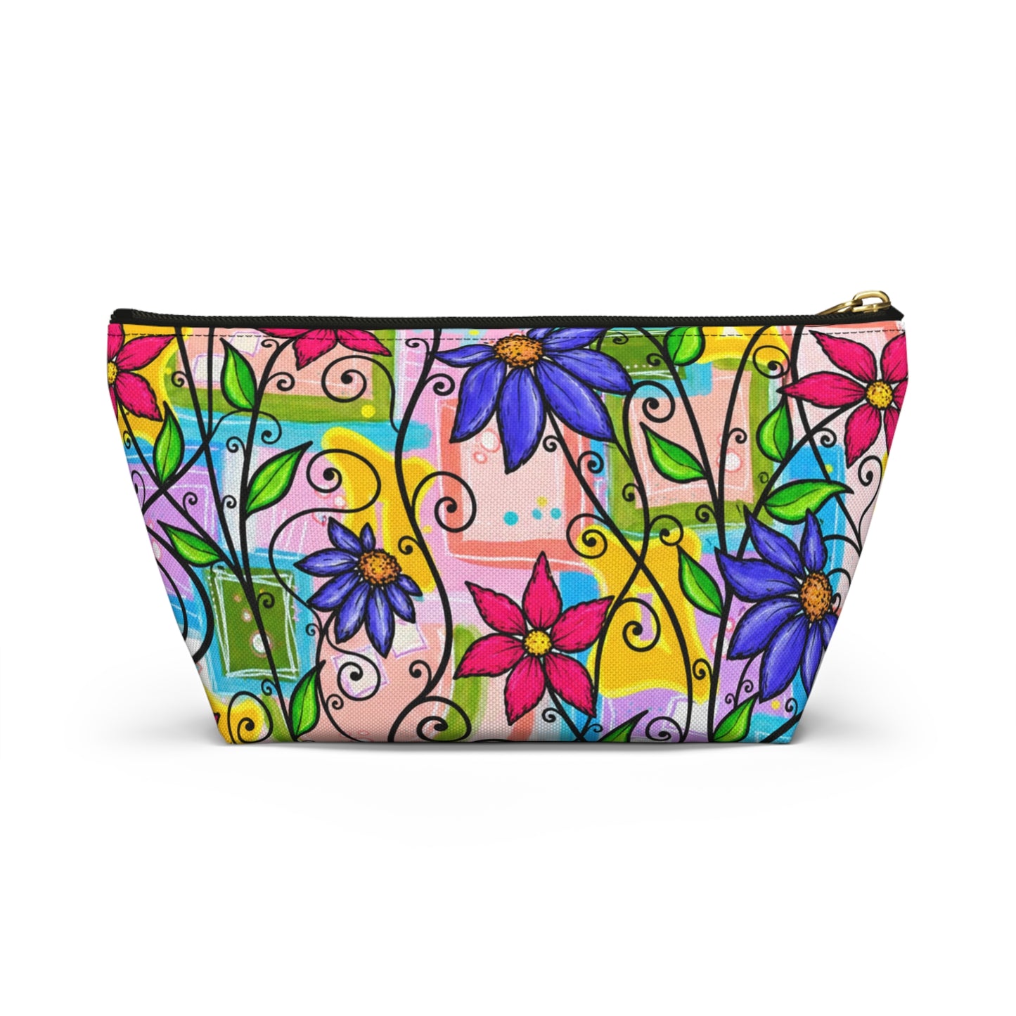 Colorful Floral Accessory Pouch — T‑Bottom Makeup & Travel Organizer