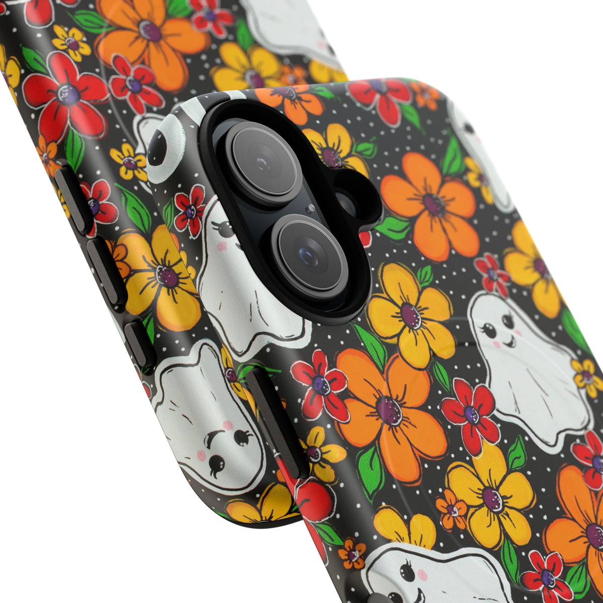 Halloween Floral Ghost Phone Case — Tough Magnetic Protective Cover