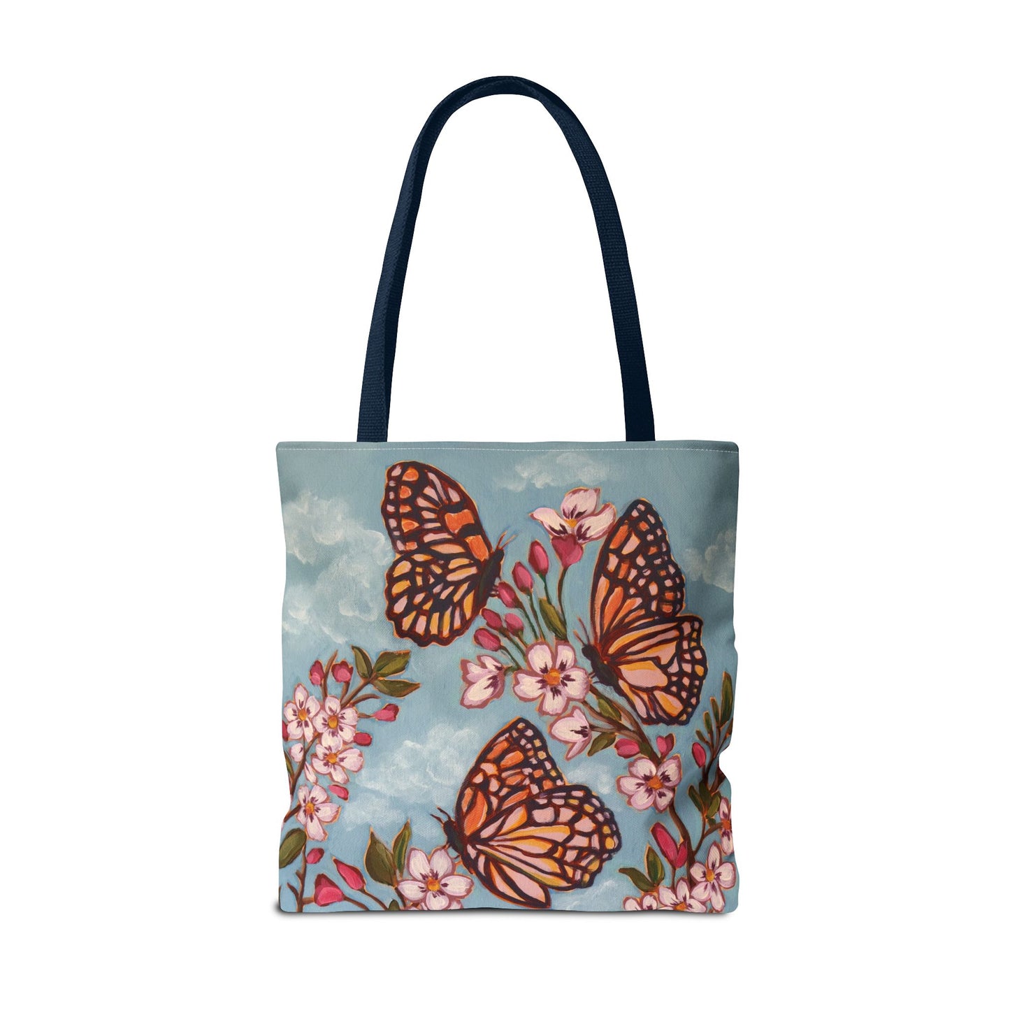 Monarch Blossom Tote Bag — Floral Butterfly All-Over Print
