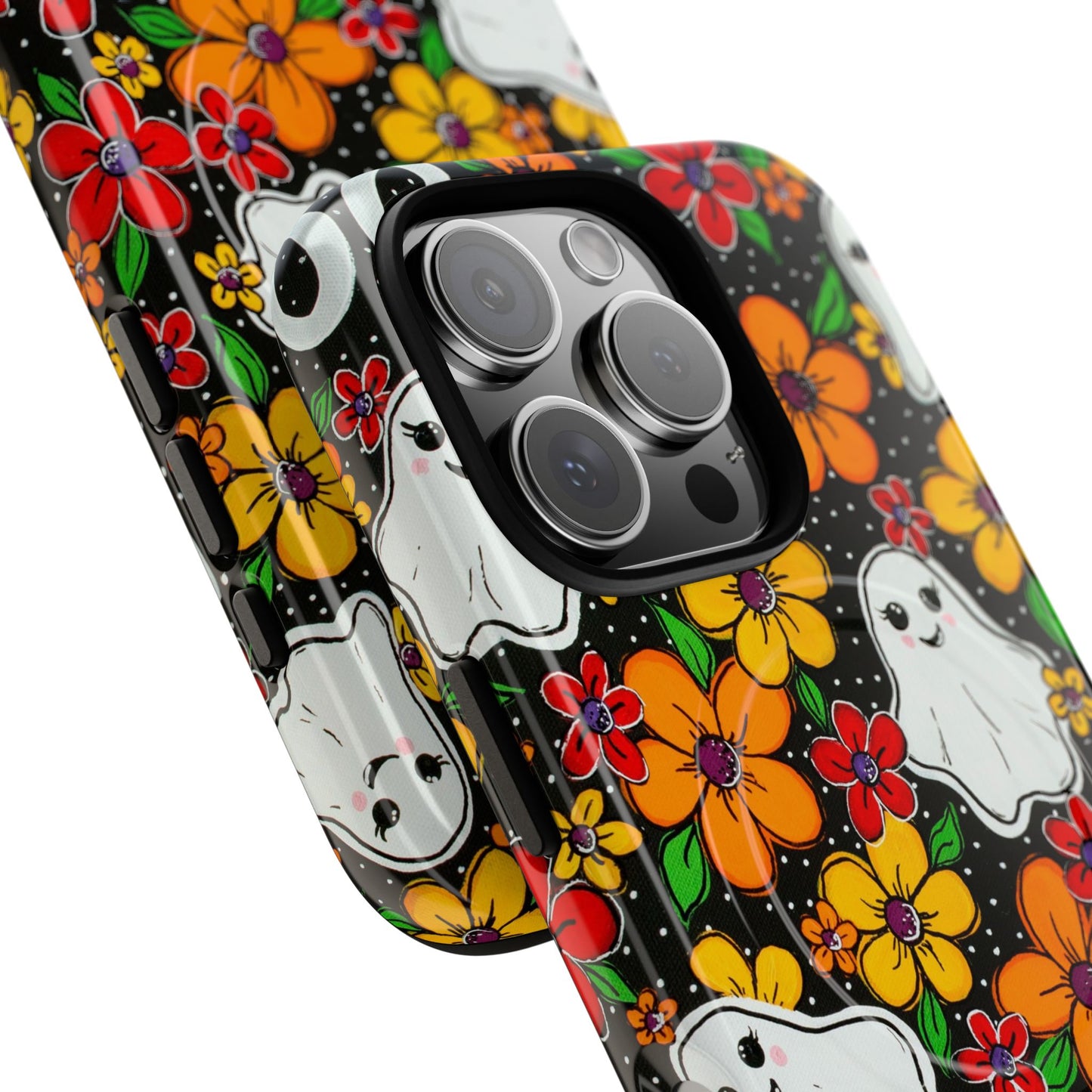 Halloween Floral Ghost Phone Case — Tough Magnetic Protective Cover