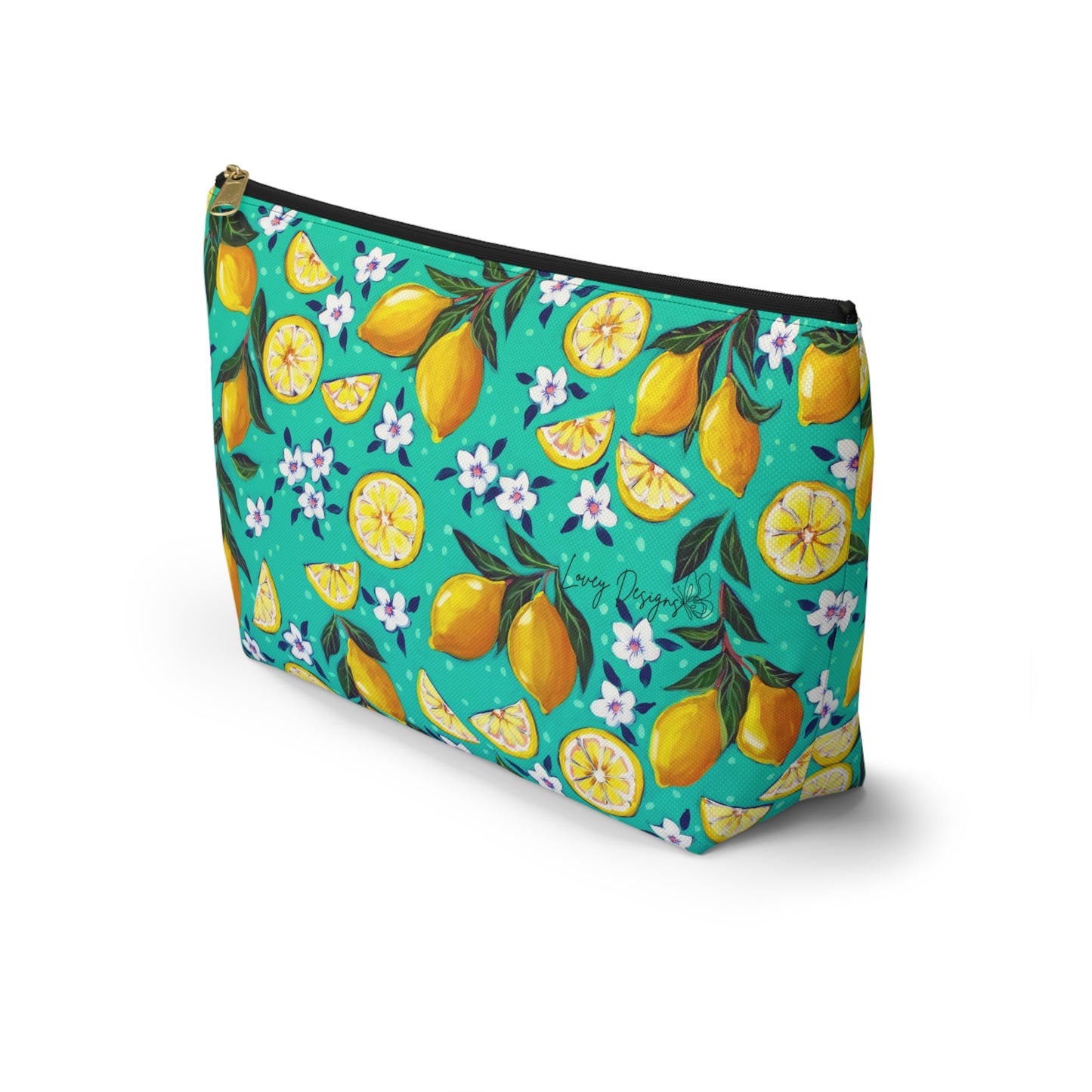 Lemon Blossom Accessory Pouch — T‑Bottom Cosmetic Bag