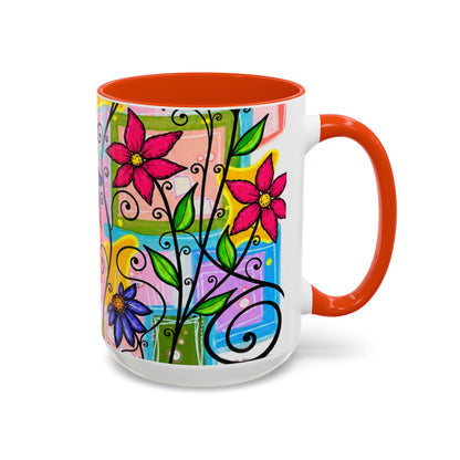 Colorful Floral Art Mug – Vibrant Hand-Painted Flowers (11oz, 15oz)