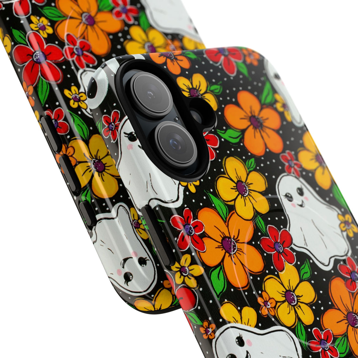 Halloween Floral Ghost Phone Case — Tough Magnetic Protective Cover