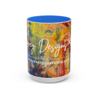 Colorful Abstract Art Mug (11oz & 15oz) — Hand-Painted Vibe, Logo Accent