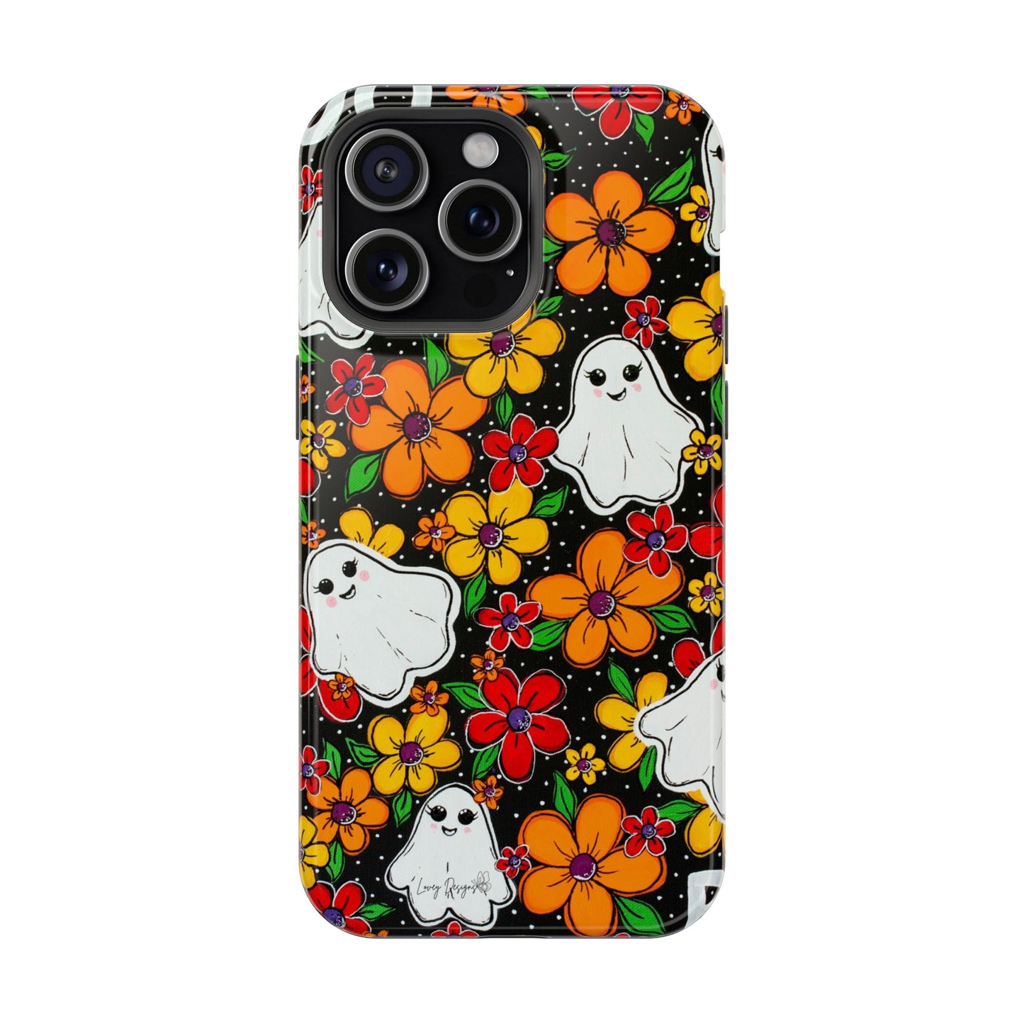 Halloween Phone Case with Ghosts and Flowers Design - Phone Case
