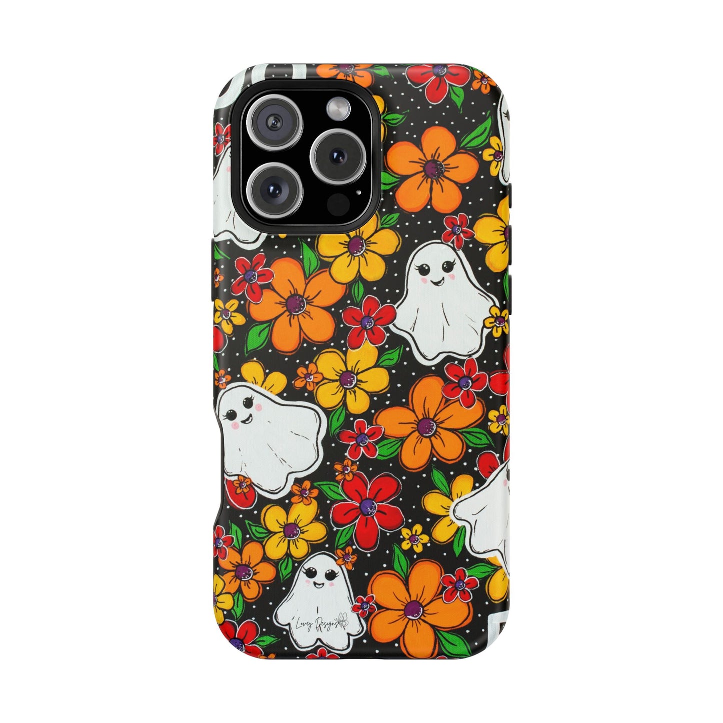 Halloween Phone Case with Ghosts and Flowers Design - Phone Case