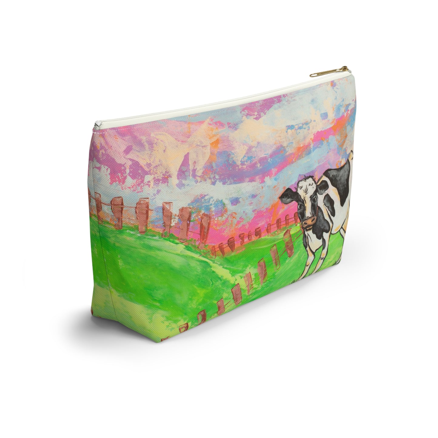 Cow Pasture Accessory Pouch — Colorful Farm Animal Makeup Bag