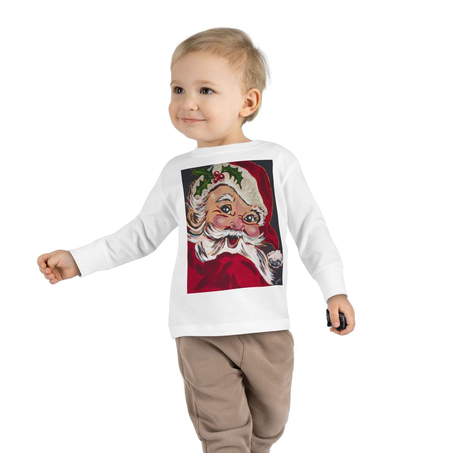 Vintage Santa Toddler Long Sleeve Tee — Kids Christmas Shirt